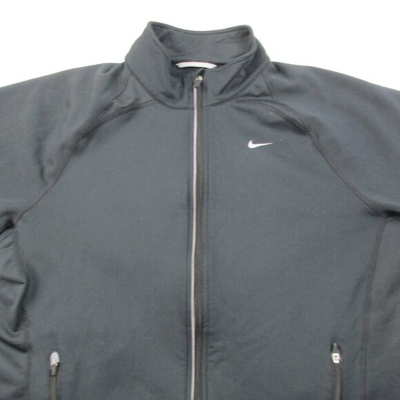 Nike Track Jacket Womens Large Dark Grey Fleece Lined Fit Dry Long Sleeve Zip-Up - Picture 3 of 11